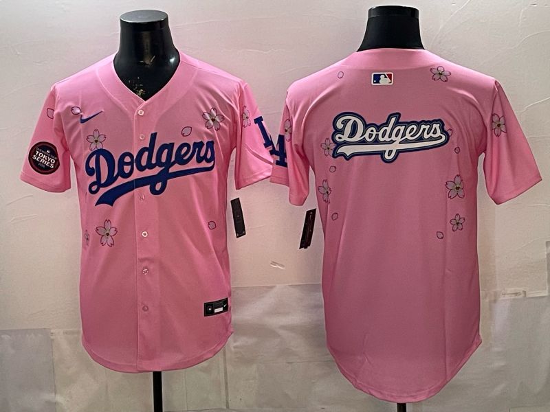 Men Nike 2026 Los Angeles Dodgers Blank Pink Sakura Edition Game MLB Jersey 0010